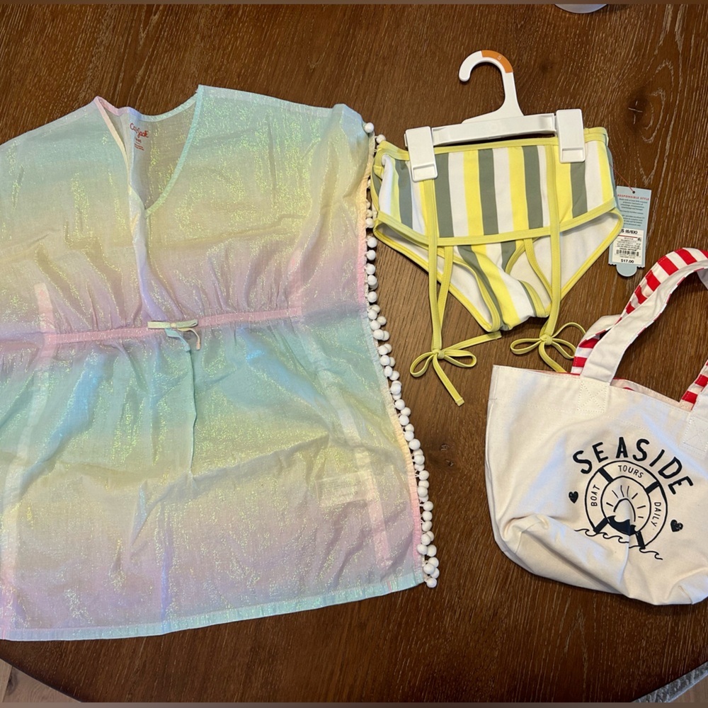 Girls Summer Bundle| Bathing Suit, Cover-Up and Beach Bag